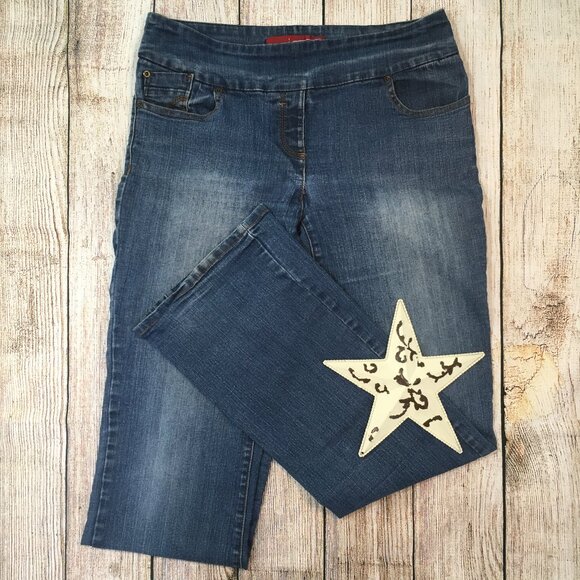 Vintage 90's Contrast Stretchy Jeans size 9 - Picture 1 of 4